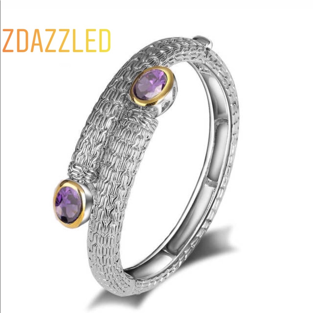 Purple Crystal Bangle Bracelet New